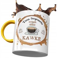 Kubek Żółty Dla Striptizerki Strzeli Sobie Kawkę Z Nadrukiem Ze Zdjęciem