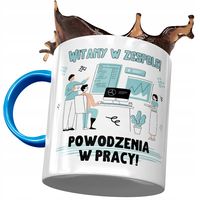 Kubek Błękitny Na Powitanie Przywitanie W Pracy Z Nadrukiem Ze Zdjęciem