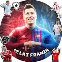 OPŁATEK NA TORT 30CM - PIŁKA NOŻNA LEWANDOWSKI + IMIĘ + GRATIS! 24CM 26CM