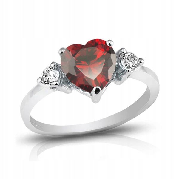 Srebrny Pierścionek z Czerwonym Sercem zdjęcie 2