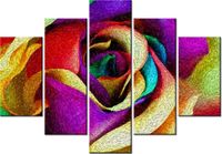 105CM 150CM OBRAZ 5 ELEM RÓŻA STYLU VAN GOGH DRUK