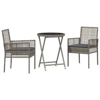 Zestaw Bistro Ogrodowego 3 pcs Szary Polirattan