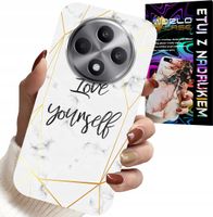 ETUI DO OPPO RENO12 F / 12FS 5G - BIAŁY MARMUREK W ZŁOTE RAMKI LOVE YOU