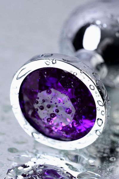 Silver Anal Plug Toyfa Metal,With A Amethyst Colored Gem zdjęcie 11