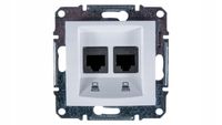 Schneider , Sedna Gniazdo komputerowe 2x RJ45 kat.6 UTP białe SDN4800121