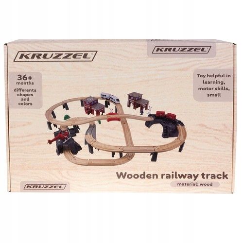 Ogromna  Drewniana Kolejka Pociąg na Baterie Tory 4,8m 79x80cm Jakość na Arena.pl