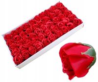 RÓŻE MYDLANE CZERWONE 50 SZTUK GŁÓWKI KWIATY MYDLANE FLOWERBOX WALENTYNKI