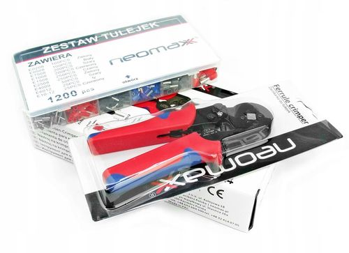 ZACISKARKA PRASKA DO KONEKTORÓW KOŃCÓWEK KABLI PRZEWODÓW + 1200 TULEJEK na Arena.pl