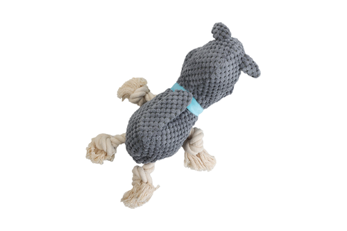 Zabawka dla psa nosorożec z linami i piszczałką 30x10x13cm na Arena.pl