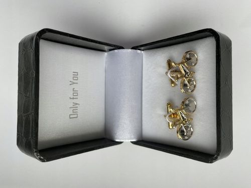 Spinki do mankietów EXC Srebrny Rower Pozłacany w Szkatułce Etui na Prezent na Arena.pl