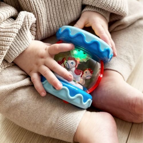 WOOPIE BABY Bębenek Pozytywka Projektor 3w1 Zabawka Muzyczna dla Niemowląt + Walec Roller do Nauki Raczkowania na Arena.pl