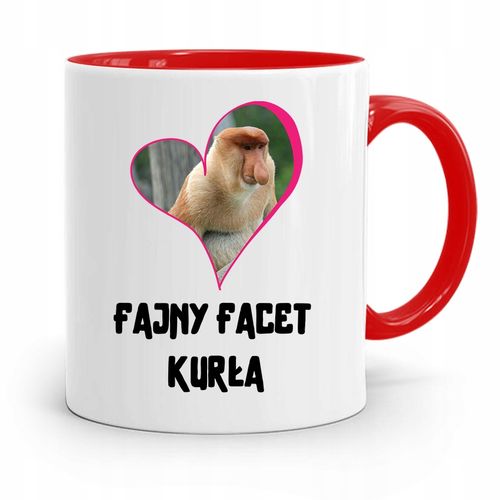 Kubek Czerwony Dla Chłopaka Fajny Facet Kurła Z Nadrukiem Ze Zdjęciem na Arena.pl