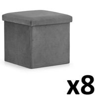Pufa składana L - 38x38x38cm aksamit szara x 8