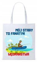 Dla Wędkarza Rybaka Torba Eco Biała Shopper Z Nadrukiem Ze Zdjęciem