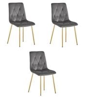 Krzesło welurowe LIBRA velvet ciemnoszare z nogami złotymi kuchni x3
