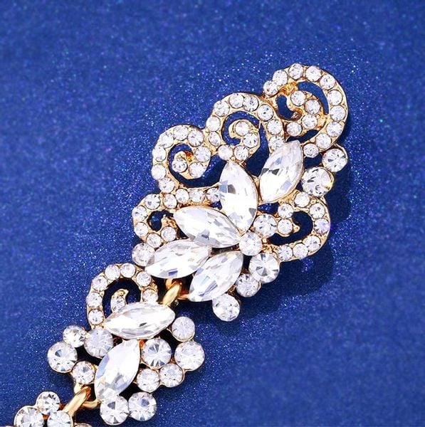 Kolczyki Srebrne Długie Kryształowe Boho Elegancki B45_Srebrny zdjęcie 3