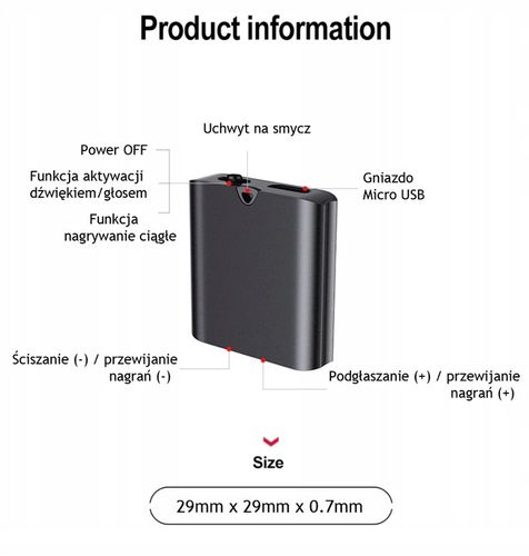 MINIATUROWY DYKTAFON PODSŁUCH SZPIEGOWSKI DETEKCJA na Arena.pl