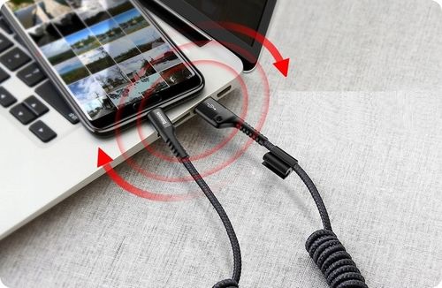 BASEUS MOCNY KABEL SPIRALNY SPRĘŻYNKA USB USB-C TYP-C PRZEWÓD OPLOT 2A 1M na Arena.pl