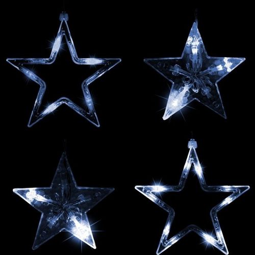 Świąteczna kurtyna 5 gwiazdek, 61 LED, zimna biel, pilot na Arena.pl