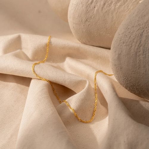 PIĘKNY ZŁOTY NASZYJNIK DAMSKI SINGAPUR SKRĘCANY 50 cm SREBRNY ŁAŃCUSZEK 925 na Arena.pl