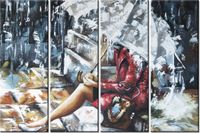 120CM 80 OBRAZ 4 ELEM DESZCZOWA DZIEWCZYNA ŚCIENNY