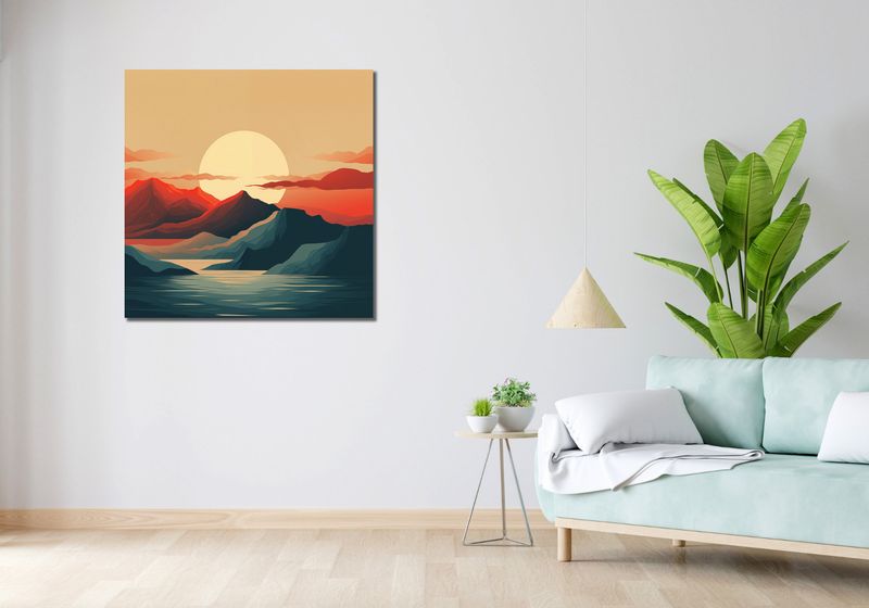 Obraz 90x90cm Zachód Słońca nad Górami zdjęcie 2