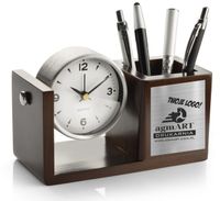 Przybornik na biurko z zegarem z TWOIM LOGO DANYMI FIRMY GADŻET FIRMOWY