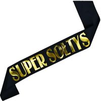 Super Sołtys - czarna szarfa ze złotym nadrukiem