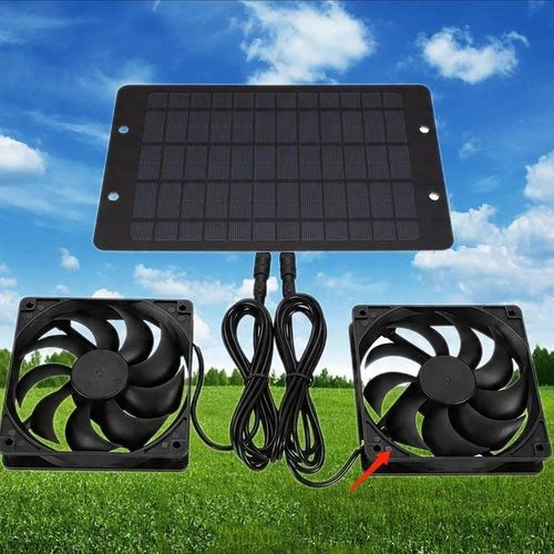 ZEWNĘTRZNY PANEL SOLARNY WENTYLATOR 10W PODWÓJNY WYDECH DO SZKLARNI KURNIKA na Arena.pl