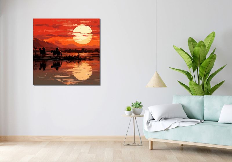Obraz 90x90cm Zachód Słońca na Prerii zdjęcie 2