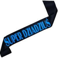 Super Dziadziuś - czarna szarfa z niebieskim nadrukiem