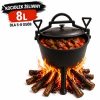 Kociołek żeliwny 8L KAWMET – do ogniska duży garnek myśliwski