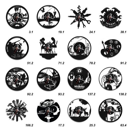 Zegar Ścienny z płyty winylowej na lustrze HOBBY 23 wzory 29x59cm na Arena.pl