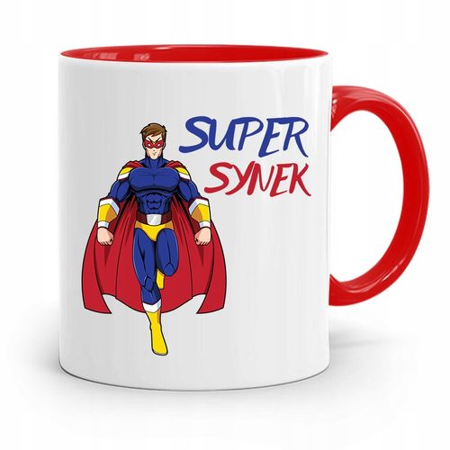 Kubek Czerwony Prezent Dla Syna Super Synek Z Nadrukiem Ze Zdjęciem na Arena.pl