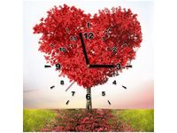 50X50CM OBRAZ ZEGAR RED TREE OF LOVE CZERWONE DRZEWO DREWNO