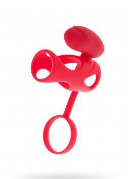 Black & Red, Penis Ring With Vibration, Clitoral Stimulation, Silicone, zdjęcie 2