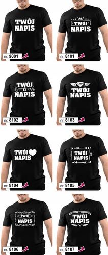 KOSZULKA MĘSKA BAWEŁNIANA T-SHIRT Z TWOIM WŁASNYM NADRUKIEM NAPISEM PREZENT na Arena.pl