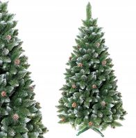 CHOINKA SZTUCZNA ZIELONA OŚNIEŻONA SOSNA DIAMENTOWA GĘSTA 220 cm + stojak