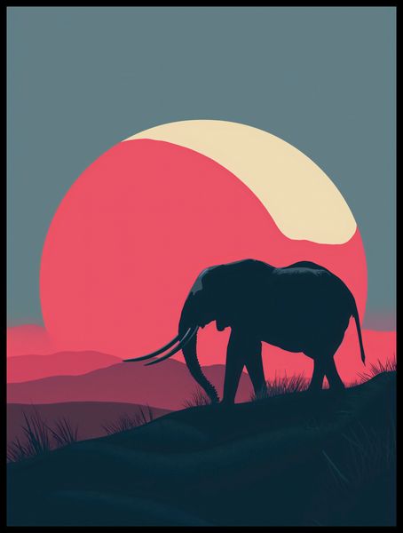 Plakat 60x80cm Słoń przy Czerwieni zdjęcie 2