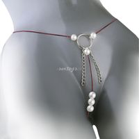 Stringi do Seksu z Perłami Masującymi Łechtaczkę Czerwony L/XL