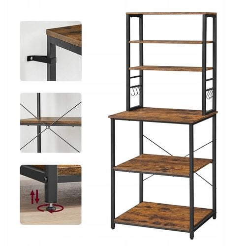 Regał szafka kuchenna 6 POZIOMÓW dąb rustykalny 40 x 60 x 167 vintage na Arena.pl