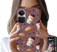 ETUI DO OPPO RENO10 PRO 5G - CASE Z KAWĄ ROGALIKAMI I ZIARNAMI W TLE