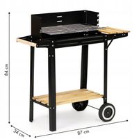 DUŻY GRILL OGRODOWY NA KOŁACH ROŻNO PÓŁKI GRILL XL