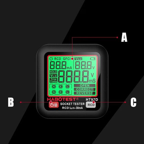 TESTER NAPIĘCIA GNIAZDEK SIECIOWYCH ELEKTRYCZNYCH WYŚWIETLACZ LCD TEST RCD na Arena.pl