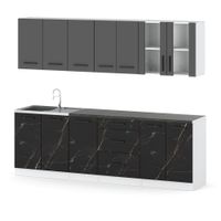 Meble Kuchenne Modułowe Z Blatem Duże Remino 2.6m Biały Szary San Sebastian