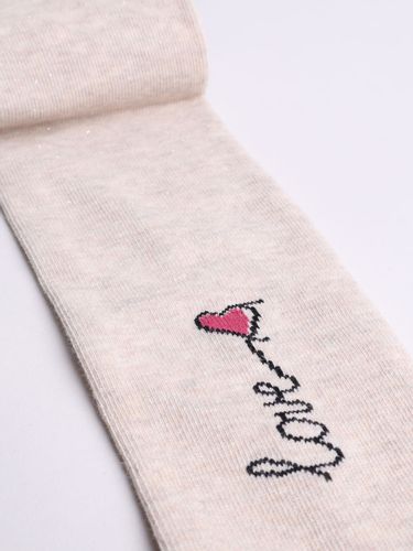 Rajstopy dziewczęce bawełniane ze srebrną nitką LOVE beżowe 140-146 YOCLUB na Arena.pl