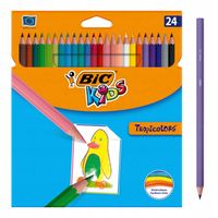 BIC KIDS TROPICOLORS KREDKI OŁÓWKOWE SZEŚCIOKĄTNE BEZDRZEWNE PUDEŁKO 24 SZT