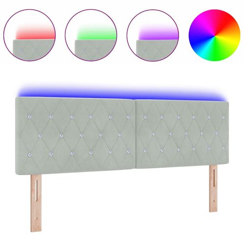 Wezgłowie LED Ze LED Lights Argyle Jasnoszary 144 cm Aksamit na Arena.pl