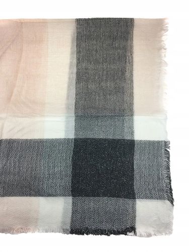 Jordan - miękka i ciepła chusta krata srebrna nitka puder szary AC-15 HIT na Arena.pl