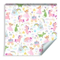 Tapeta Dla Dzieci - Księżniczki Jednorożce i Smoki